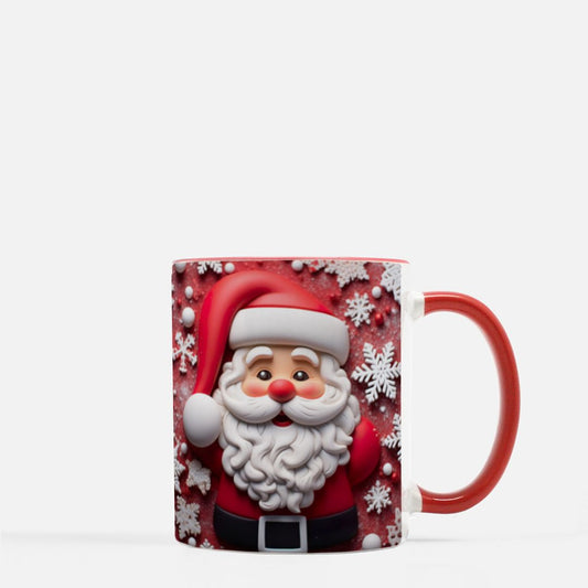 Santa 3D Snowflake Mug 11 oz. (Red + White)