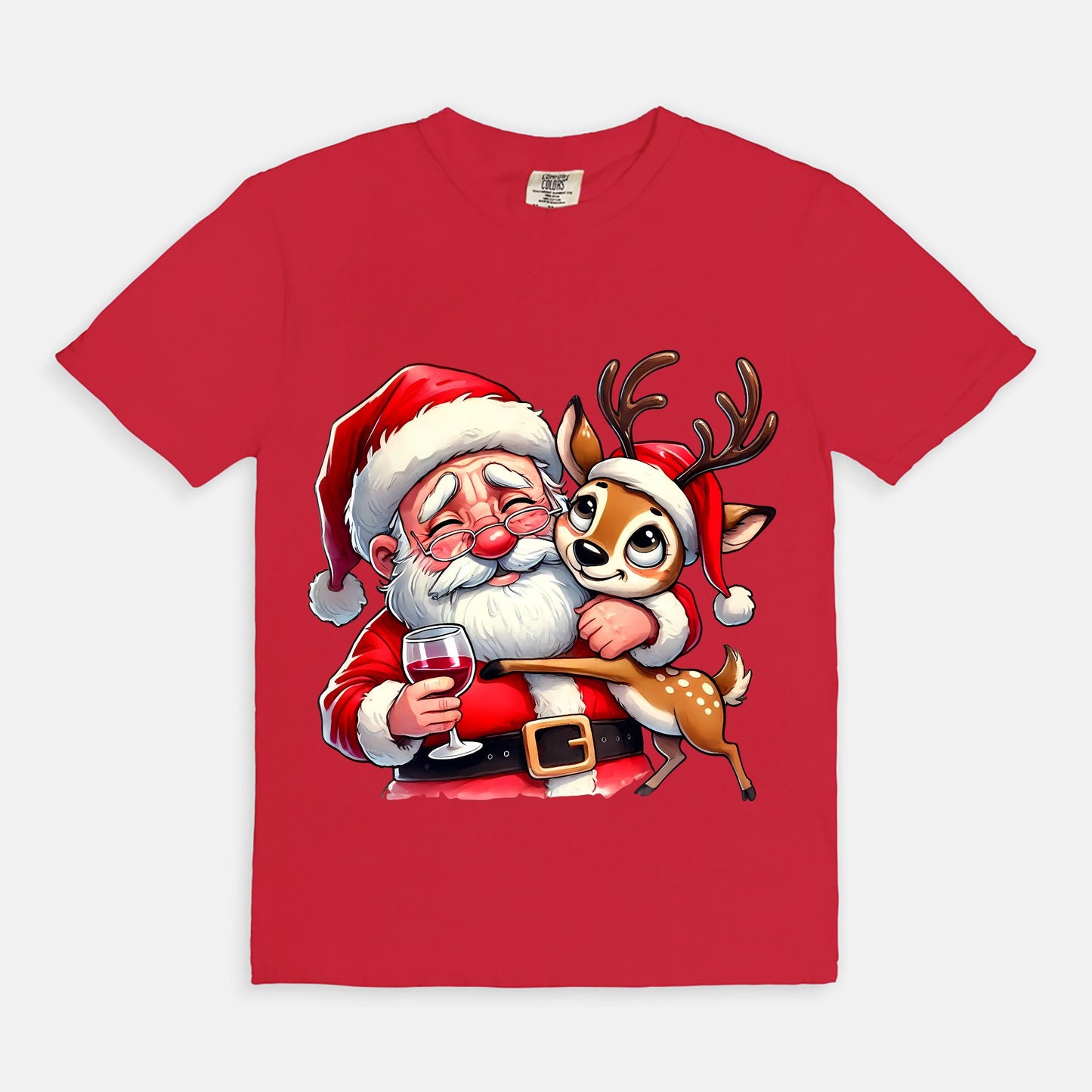 Santa Hugging and Partying With Reindeer T Shirt